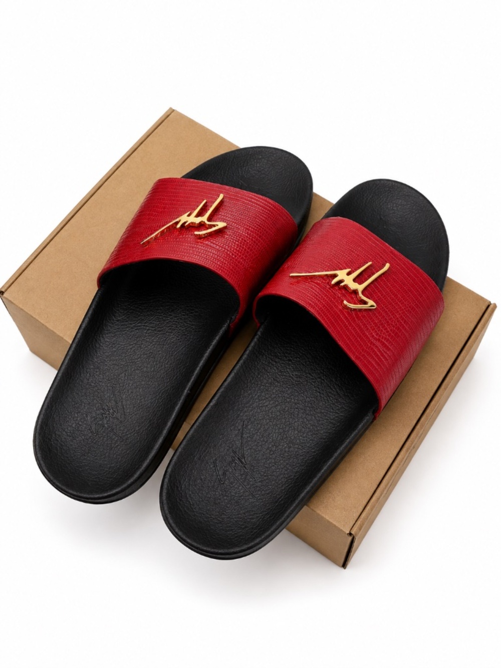 Giuseppe Zanotti Men’s Red & Black Logo Slides